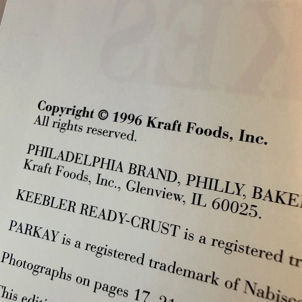 Ultimate Kraft Philadelphia cream cheese cheesecake recipes hardcover cookbook